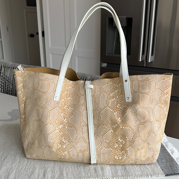 Tiffany & Co. Handbags - Tiffany & Co. snakeskin snake reversible tote bag camel tan light brown bag